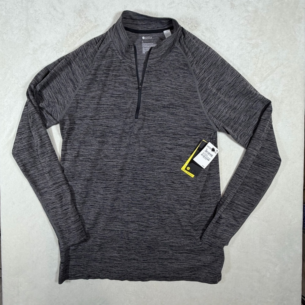 NWT Zella Size Large Mens Gray Half Zip Performance Lightweight Pullover Sweater